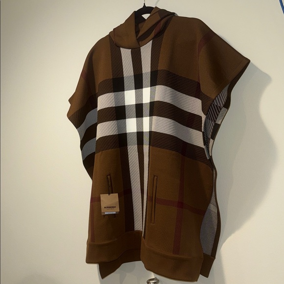 Burberry Jackets & Blazers - Burberry Brown Check Hooded Cape